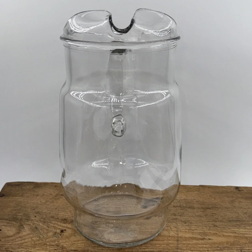 Vintage Glass Tea & Lemonade Ice Lip‎ Pitcher – Clear Classic Serveware 9